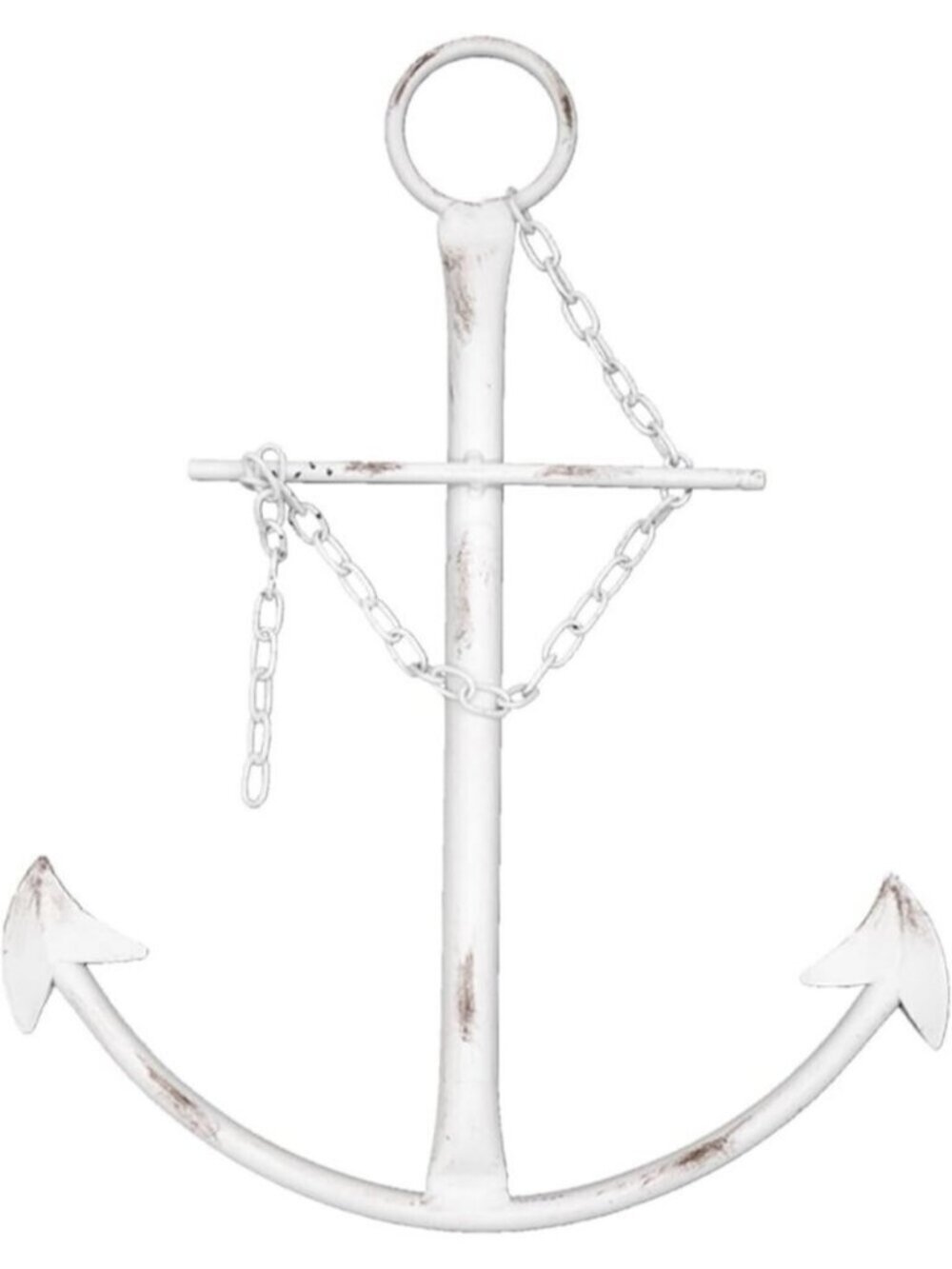 Nautical Anchor Wall Decor Antique Metal Art White 13" Vintage Farmhouse Decor